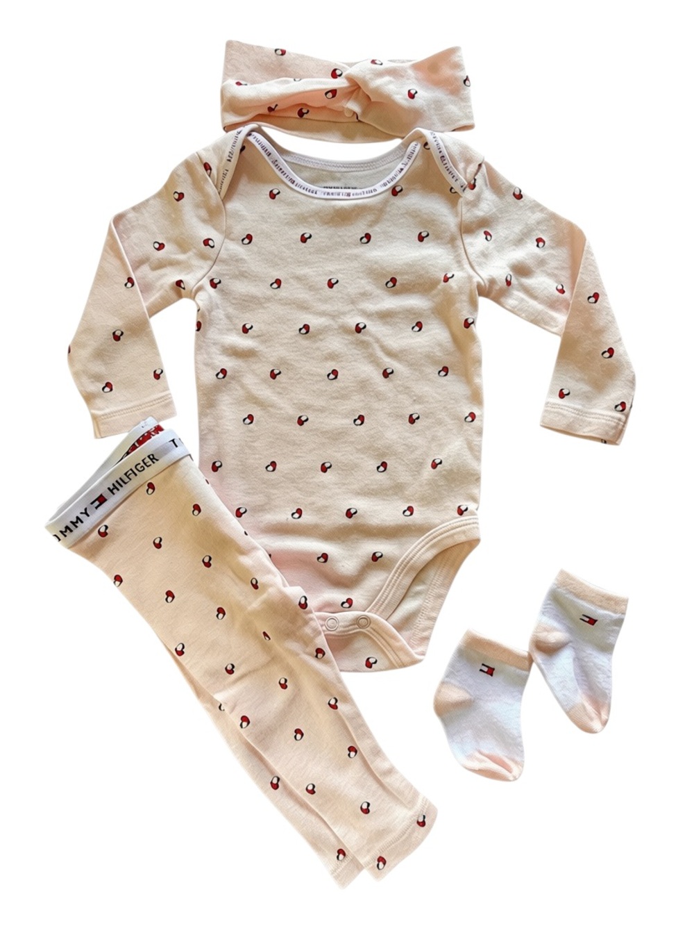 Tommy Hilfiger Baby Light Pink Long-Sleeve Bodysuit and Pants Set 3-6 months